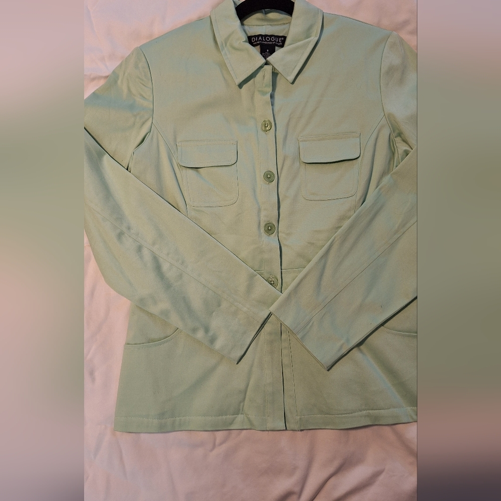 Dialogue Fashion Mint Cotton Sateen Jacket ✨